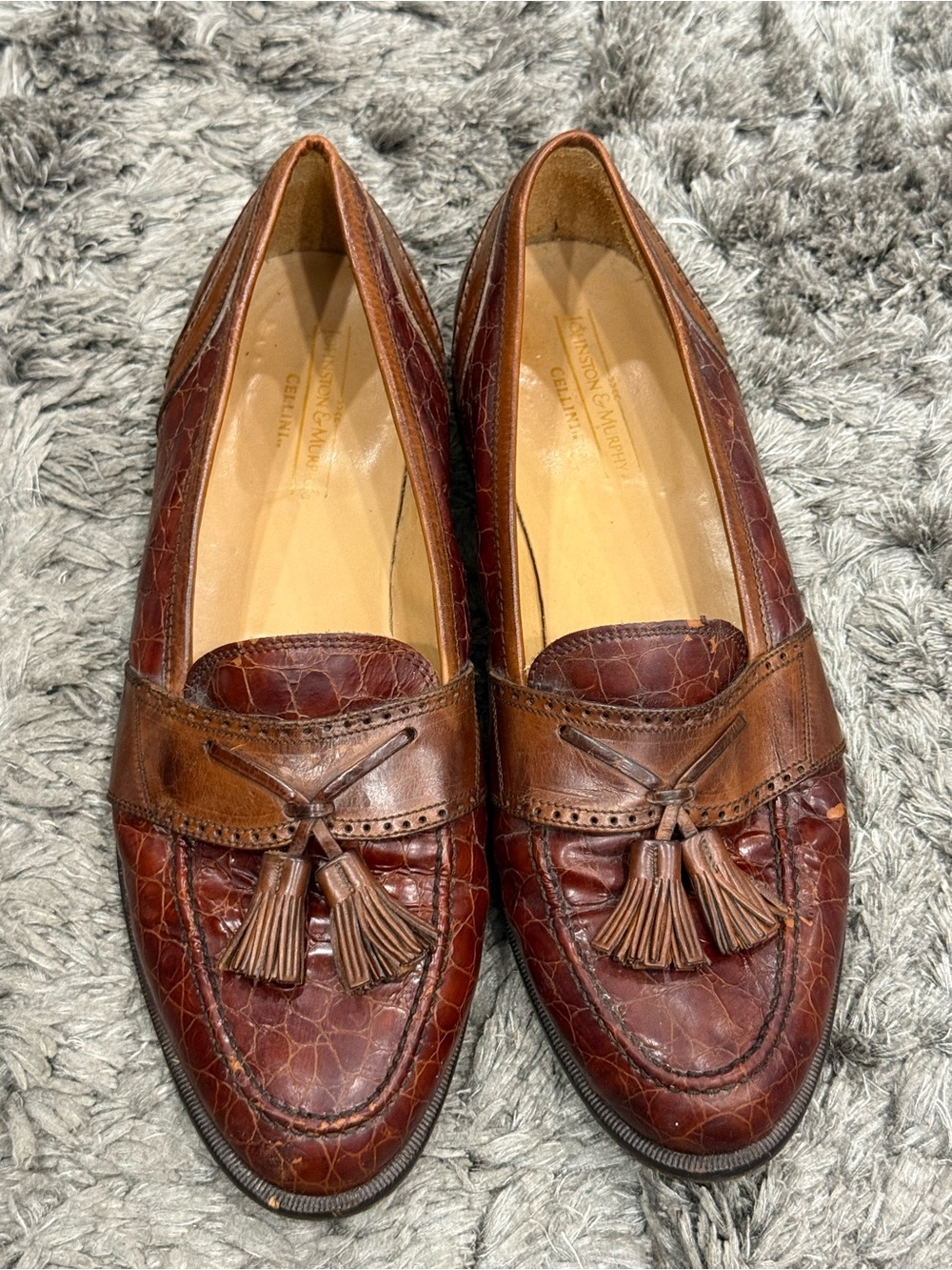 Johnston & Murphy Cellini Brown Leather Italian Tassel Loafer - Picture 2 of 12